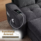 Canapé-lit convertible, canapé-lit en forme de L de 81 po avec méridienne de rangement réversible/port USB/poche latérale/assemblage sans outils, velours côtelé beige