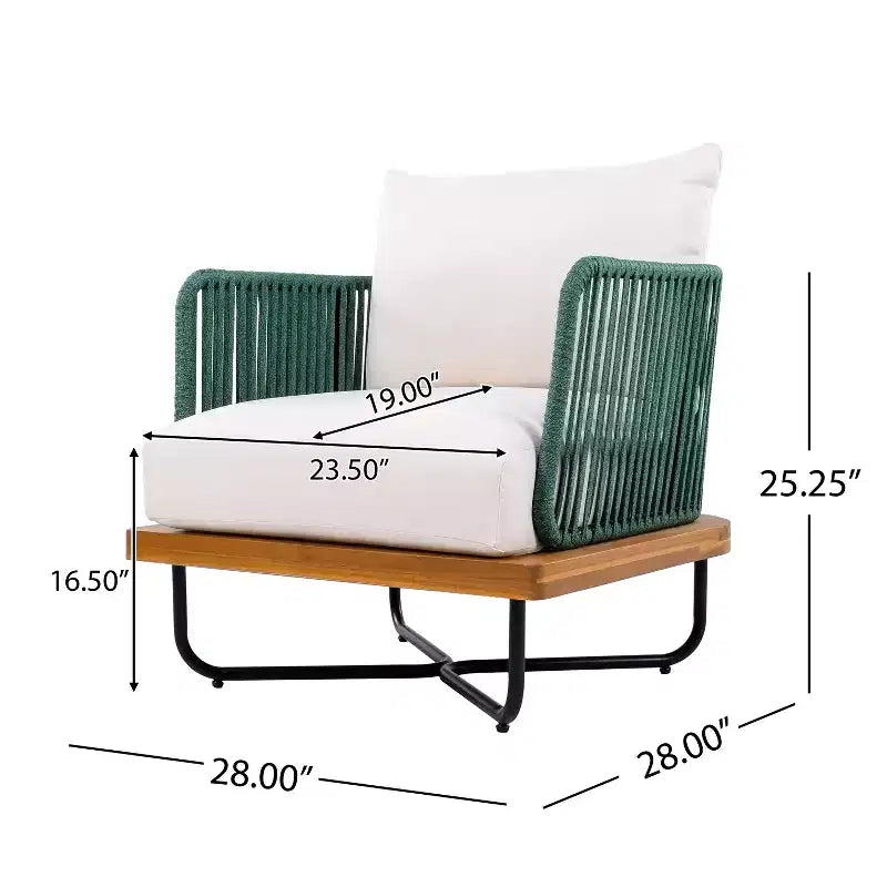 Christopher Knight Home Raphael 4 Piece Outdoor Rope and Acacia Sectional Sofa Set (Table Not Included)