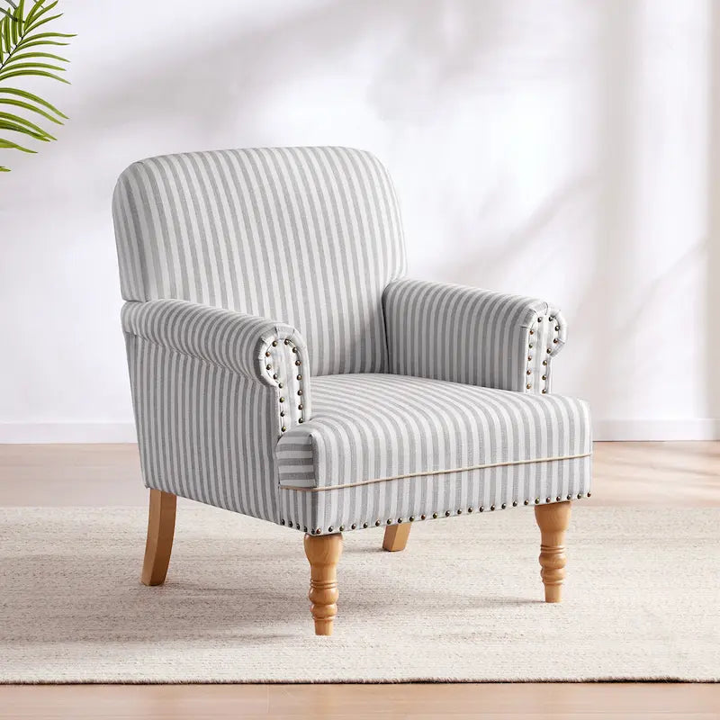 Rolled Armchair Accent Chair Set of 2 Blue/ Grey/ Brown