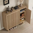 Acekool 46 Shoe Cabinet with Fluted Door, 5-Tier Storage Cabinet, Rustic Entryway Bench for Hallway, 41.5H