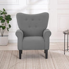 Erommy Modern Accent Chair, High Back Armchair, Upholstered Fabric Button Single Sofa with Wooden Legs for Living Room