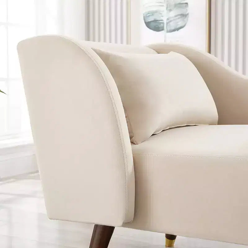 Modern Velvet Chaise Lounge Chair, Upholstered Arm Chaise Lounge with Curved Armrest, Sleeper Lounge Sofa Couch for Bedroom Office Living Room