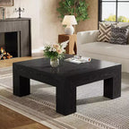 Table basse carrée Lantine de 99 cm pour salon, table basse d'appoint style ferme avec pieds en bois robustes, montage facile