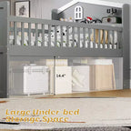 Whisen Twin Wooden Bed Frame, Platform Bed Frame with Storage 4 Drawers, Guardrail Headboard and Ladder