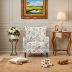 Modern Retro 30.25 High Back Upholstered Arm Chair with Wood Legs for Living Room