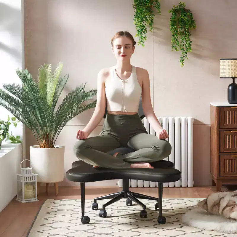 Pinmoco Ergonomic Criss Cross Office Chair, Height Adjustable Meditation Chair, 360 Swivel, Lumbar Support, Task and Office Chair, ADHD Chair