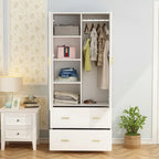 Armoire à deux portes avec miroir, blanc/brun foncé, 31,5L x 72H po – 31,5L x 72H po