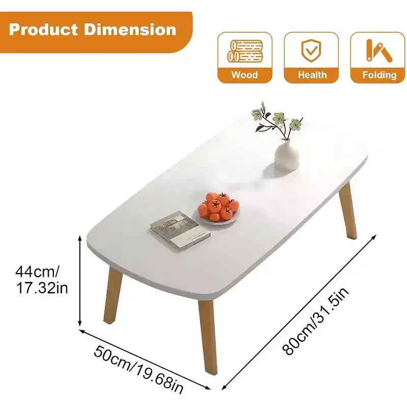 Acekool Foldable Coffee Table, Wooden Finish, Space-Saving Folding Design, 31.5x19.7x17.3, Easy Storage, Wood Grain