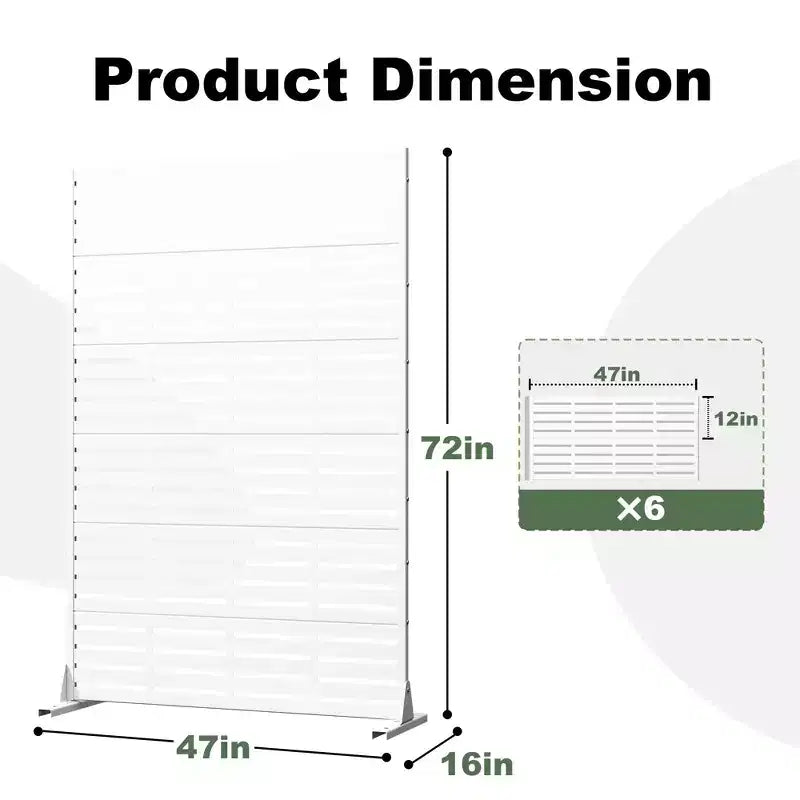 MAYEERTY 72x47 White Outdoor Natural Privacy Panel Screen, 6 Piece Set Natural Folding Divider for Backyard and Garden