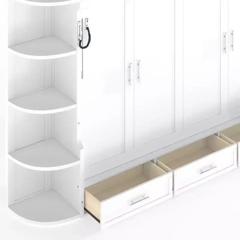 GDFStudio Rina Modern Murphy Platform Bed with Shelf, Side Cabinets and Drawers