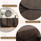 Commode géométrique moderne à 6 tiroirs, buffet de rangement large à demi-cercle pour chambre et salon