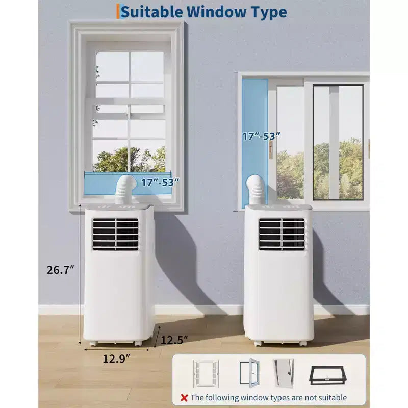 Portable Air Conditioner, 8000 BTU Quiet Cooling with Remote, Ventless Design & Auto Evaporation, for Large Room, Stand Up AC Unit.