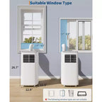 Portable Air Conditioner, 8000 BTU Quiet Cooling with Remote, Ventless Design & Auto Evaporation, for Large Room, Stand Up AC Unit.