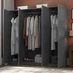 100% Solid Wood  4-Door Wardrobe with Solid Wood or Mirrored Doors